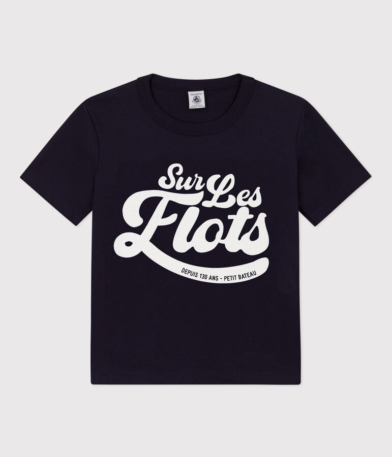 Camiseta de algod&oacute;n de manga corta para ni&ntilde;o azul