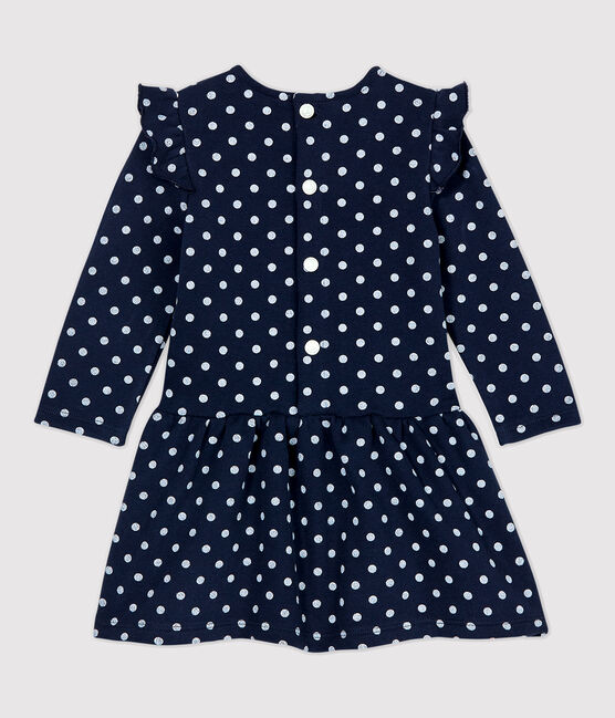 Vestido de muletón de bebé. azul SMOKING/blanco MARSHMALLOW