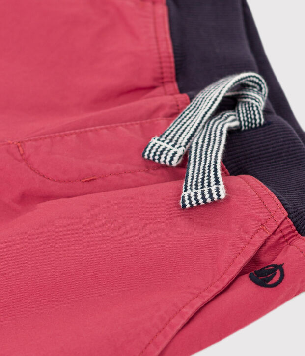 Bermudas de sarga de algod&oacute;n para ni&ntilde;o rosa