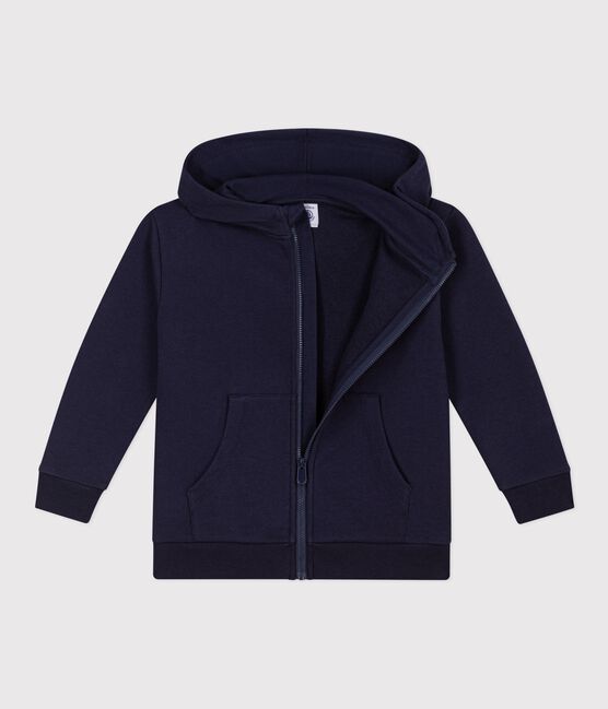 Sudadera infantil de algodón con capucha y cremallera azul SMOKING