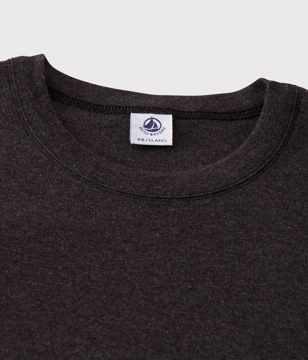 Camiseta de cuello redondo emblem&aacute;tica de algod&oacute;n de mujer gris