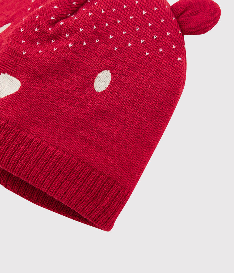 Gorro de punto de beb&eacute;. rojo