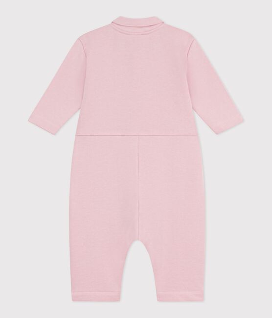 Mono largo estilo «worker» de algodón liso para bebé rosa JOLI