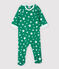 Pijama enterizo con cremallera de estrellas de algodón de bebé verde GAZON/blanco ECUME