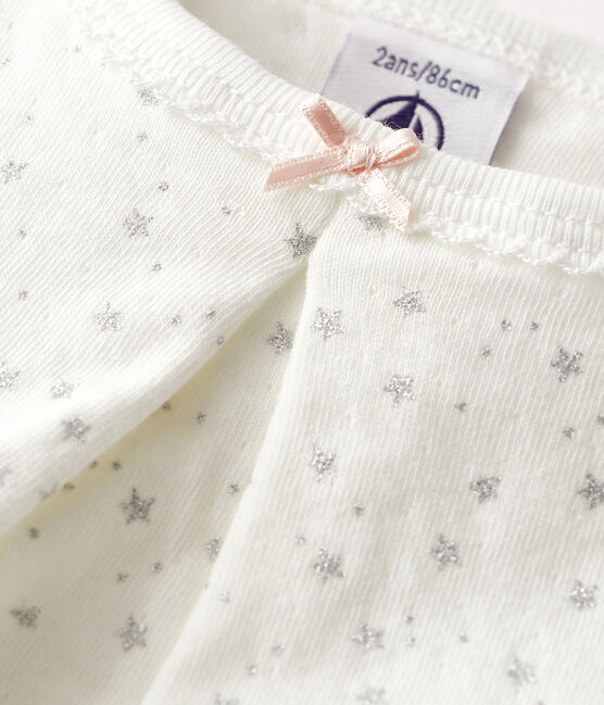 Pijama de estrellas de niña en túbico blanco MARSHMALLOW/gris ARGENT