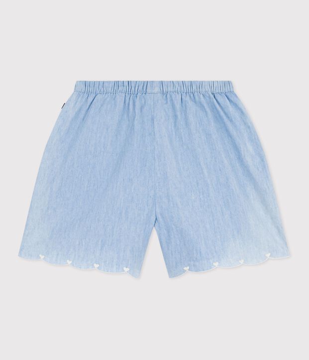 Shorts infantiles de algod&oacute;n liso azul