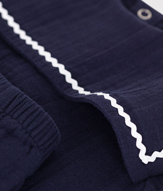 Conjunto de dos piezas de algodón con detalles marinos para bebé azul SMOKING
