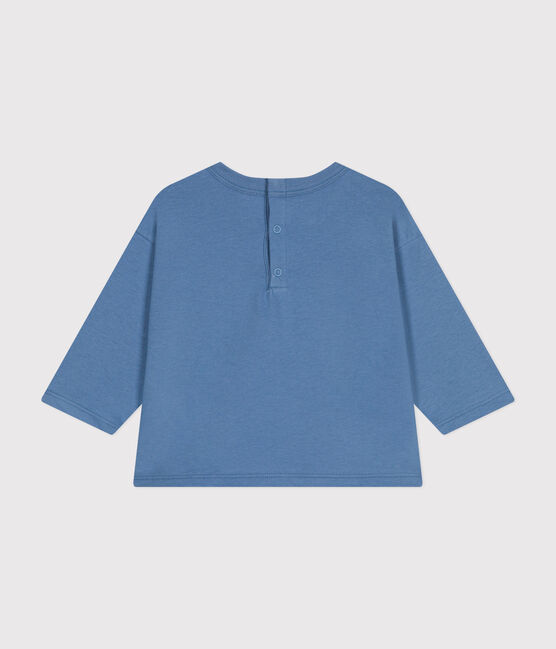 Camiseta de manga larga de punto fino para bebé azul BEACH