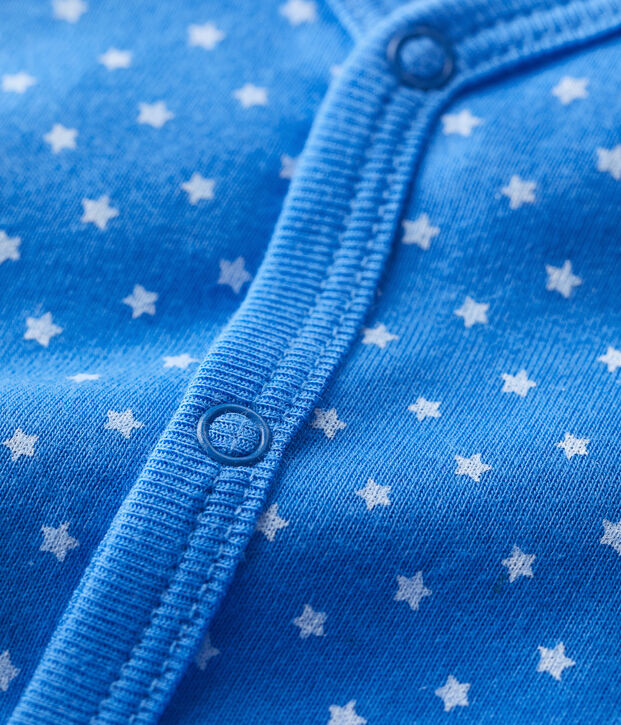 Pelele corto con estampado de lunares de algod&oacute;n org&aacute;nico de beb&eacute; azul/blanco