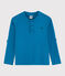 Camiseta de algodón y lino de niño azul MYKONOS