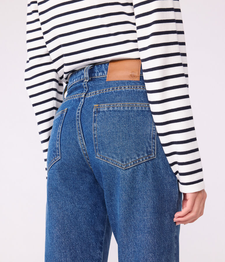 Pantal&oacute;n denim recto para mujer azul