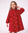 Vestido infantil de terciopelo de manga larga con estampado de lazos rojo/crudo