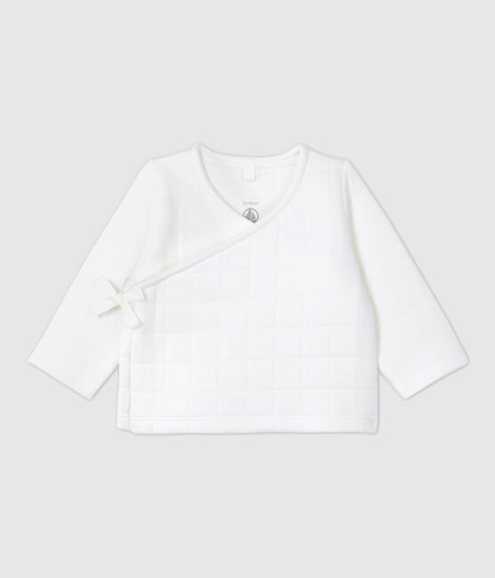Cárdigan de bebé acolchado de algodón orgánico blanco MARSHMALLOW