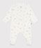 Pijama de algodón con cuello y flores para bebé blanco MARSHMALLOW/blanco MULTICO