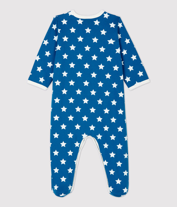 Pelele de beb&eacute; con estampado de estrellas de mulet&oacute;n de algod&oacute;n org&aacute;nico azul/blanco