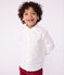 Camisa infantil lisa de algodón de manga larga blanco ECUME