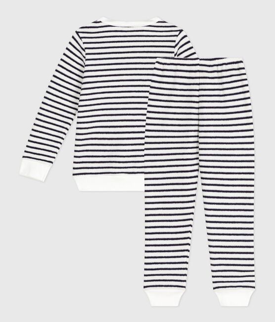 Pijama infantil de rizo de algodón a rayas azul MILK/ SOIR