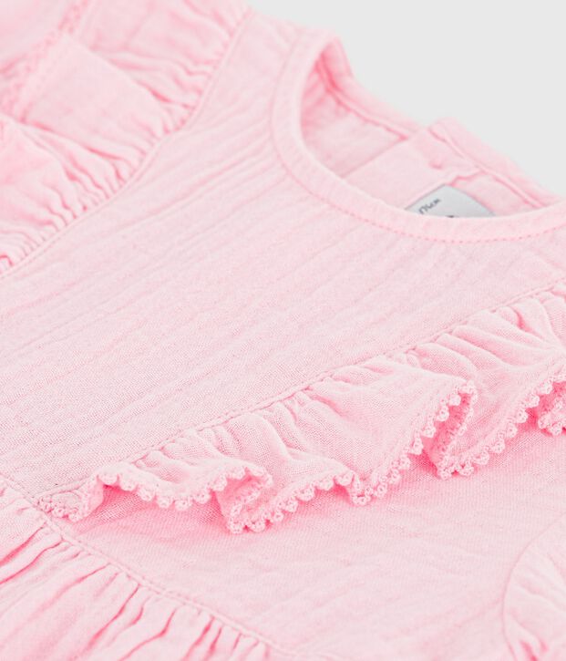 Vestido liso de algod&oacute;n de manga corta para beb&eacute; MARQUISE
