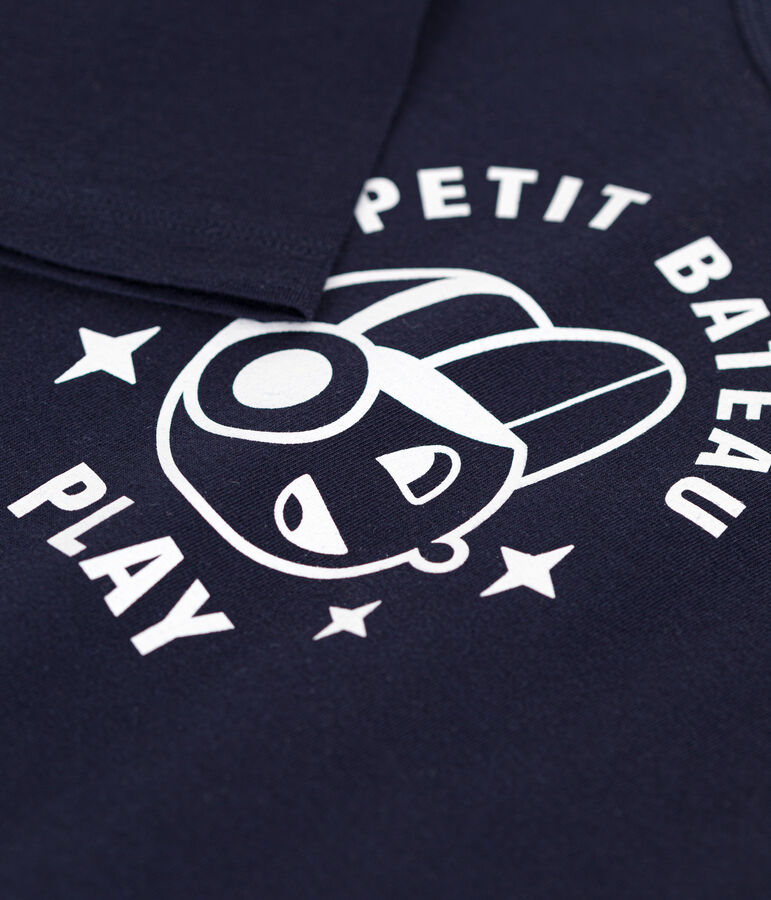 Camiseta de manga larga de punto fino para ni&ntilde;o azul