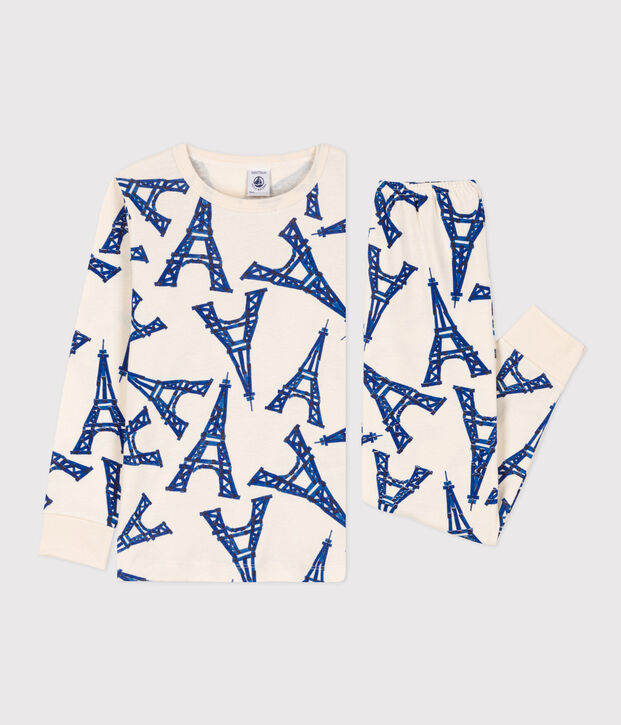 Pijama Par&iacute;s de algod&oacute;n para ni&ntilde;o/ni&ntilde;a crudo/multicolor