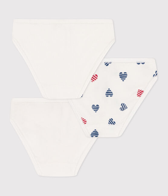 Juego de 3 braguitas infantiles de algodón con estampado de corazones variante 1