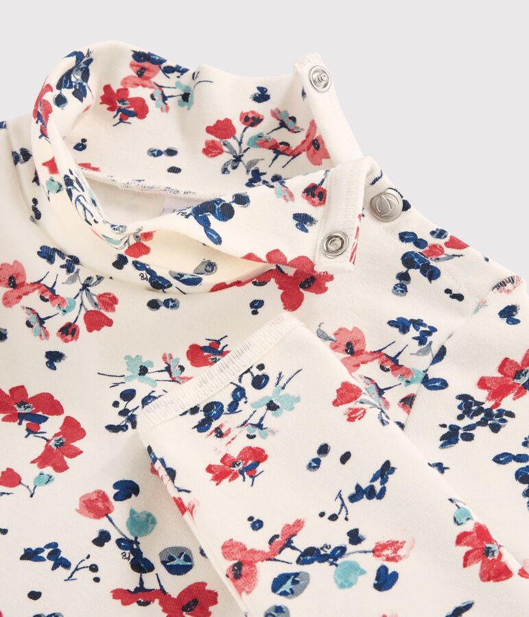 Vestido de manga larga para ni&ntilde;a blanco/multicolor