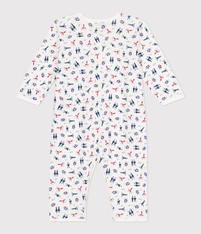Pijama sin pies de algod&oacute;n estampado para beb&eacute; blanco/azul/multicolor