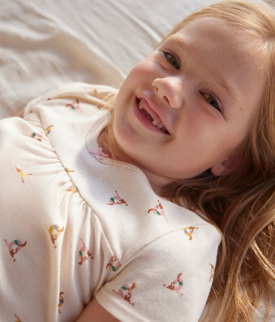 Pijama corto infantil de algodón con estampado animal blanco AVALANCHE/ MULTICO