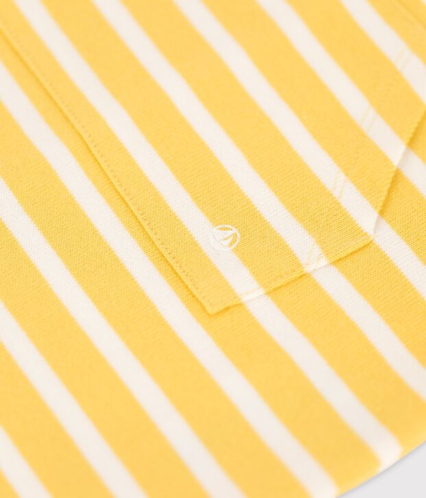 Mono corto de jersey grueso de beb&eacute; amarillo/blanco