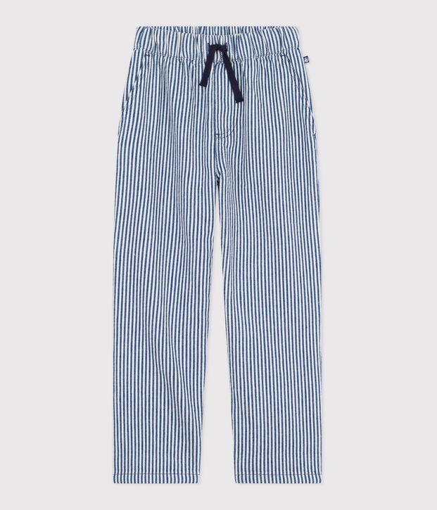 Pantal&oacute;n infantil de algod&oacute;n a rayas azul/blanco