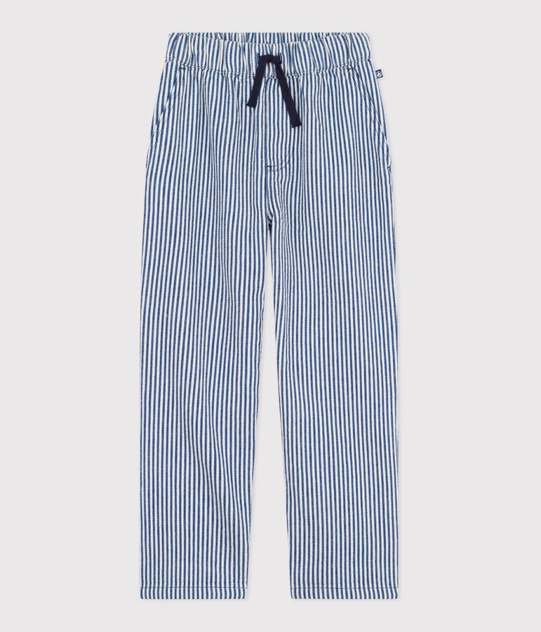 Pantal&oacute;n infantil de algod&oacute;n a rayas azul/blanco