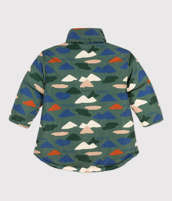 Chaqueta acolchada semilarga estampado para niña/niño verde VALLEE/crudo MULTICO