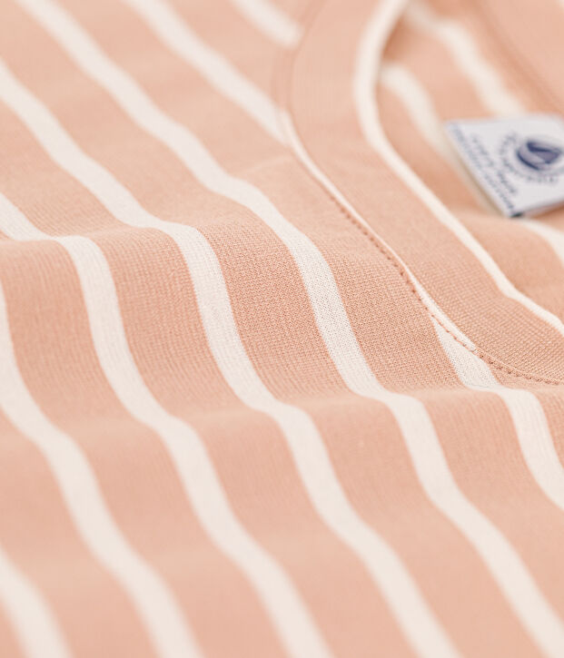 La camiseta RECTA de algod&oacute;n con cuello redondo para mujer beige/crudo