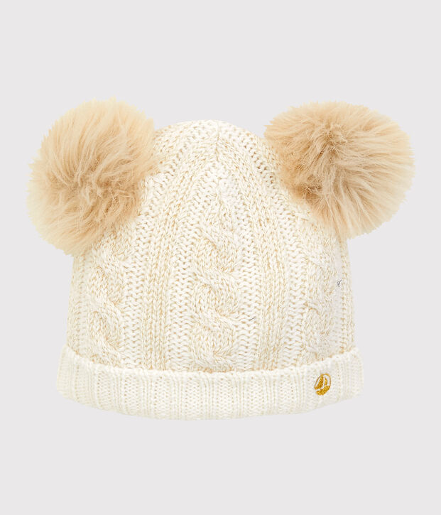 Gorro para ni&ntilde;a blanco/amarillo