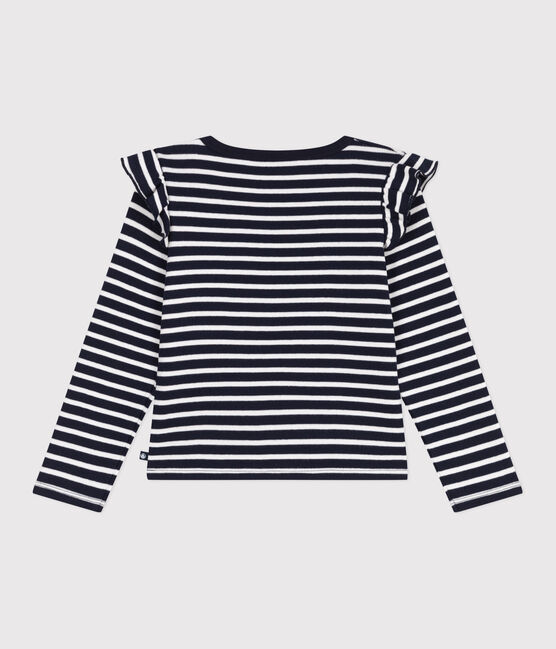 Camiseta infantil de algodón de manga larga a rayas azul SMOKING/blanco MARSHMALLOW