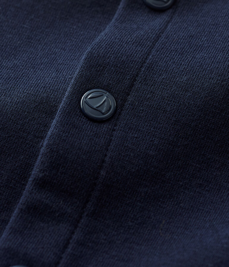 C&aacute;rdigan liso de jersey grueso org&aacute;nico para beb&eacute; azul