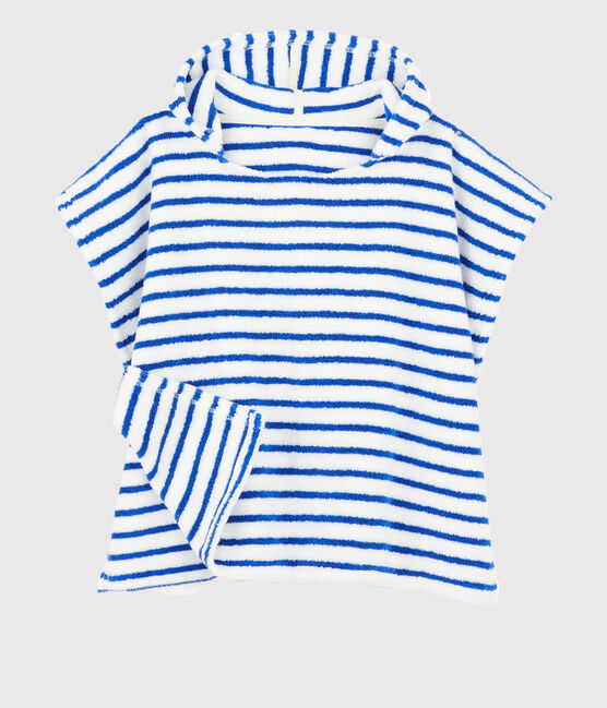 Poncho de playa con capucha de bebé azul SURF