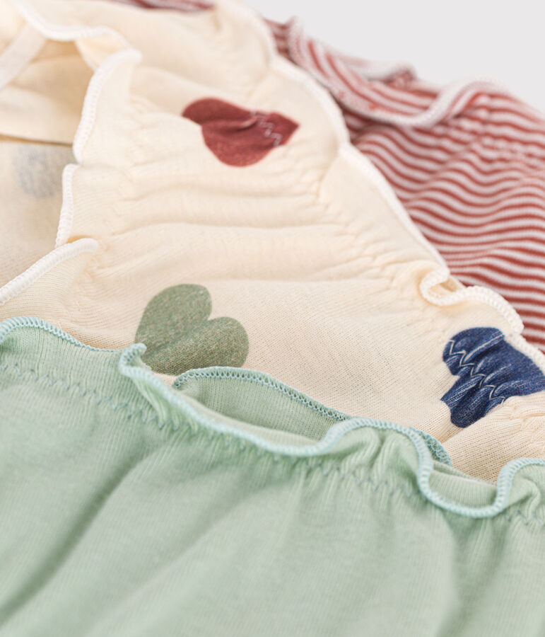 Juego de 3 braguitas infantiles de algod&oacute;n con volantes multicolor