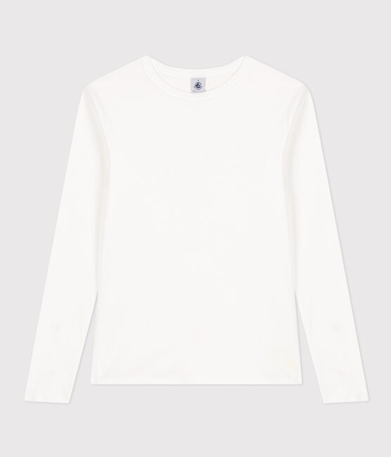 Camiseta Iconique de manga larga de punto liso para mujer blanco ECUME