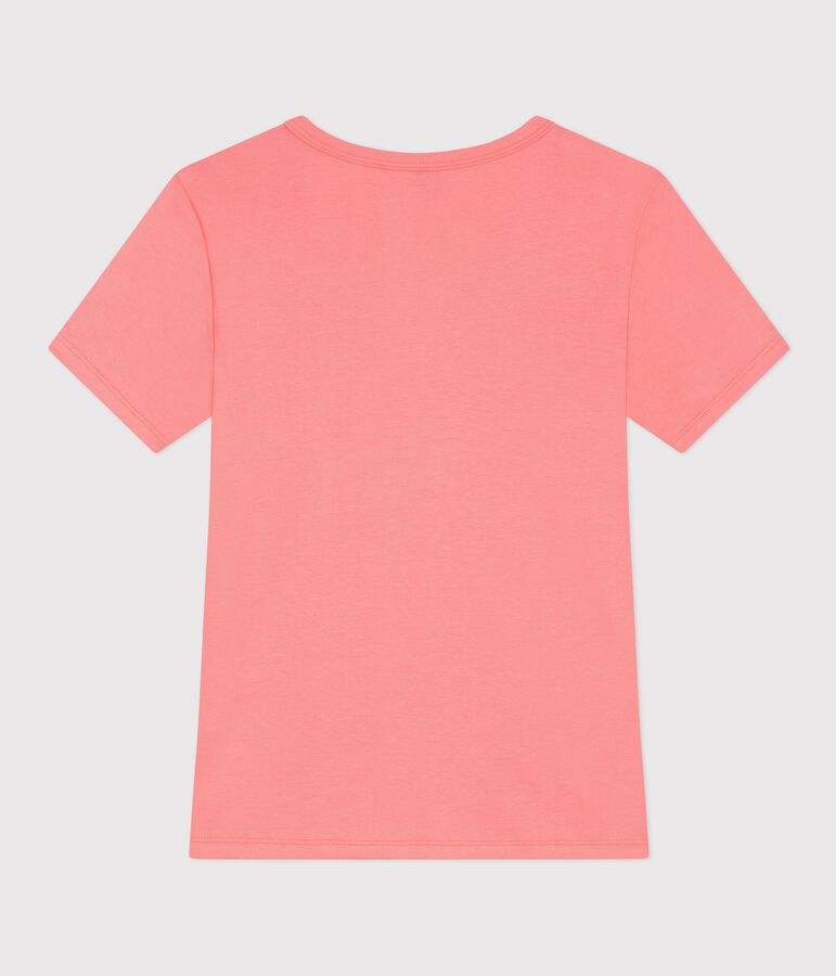 Camiseta lisa de algod&oacute;n de manga corta para mujer rosa