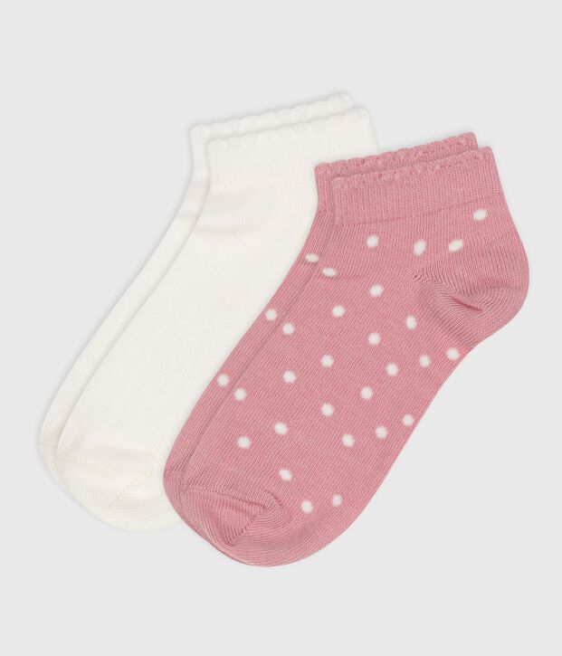 2 pares de calcetines de algod&oacute;n con lunares para ni&ntilde;a multicolor