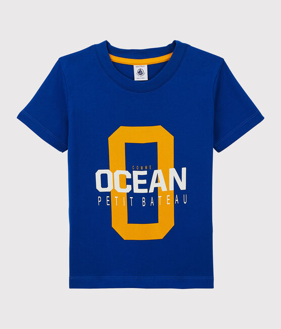 Camiseta de manga corta de punto de niño azul SURF