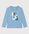 Camiseta de algodón de manga larga de niña/niño azul AZUL