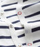 Pijama enterizo de rayas de canalé de bebé blanco MARSHMALLOW/azul SMOKING