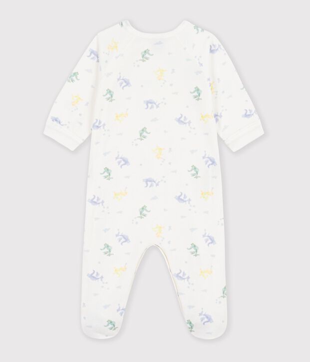 Pijama de terciopelo con estampado de dragones para beb&eacute; blanco/multicolor