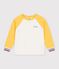 Camiseta infantil de algod&oacute;n de manga larga colorblock crudo/multicolor