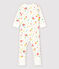 Pijama enterizo con pies desmontables de algodón de bebé niña blanco MARSHMALLOW/blanco MULTICO