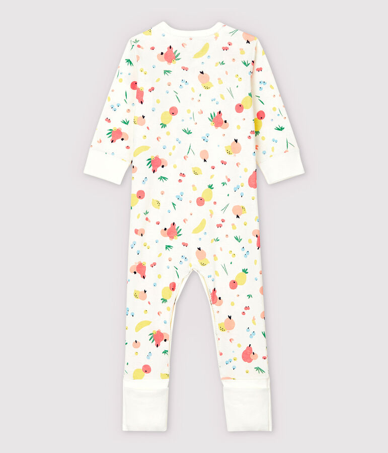Pijama enterizo con pies desmontables de algod&oacute;n de beb&eacute; ni&ntilde;a blanco/multicolor