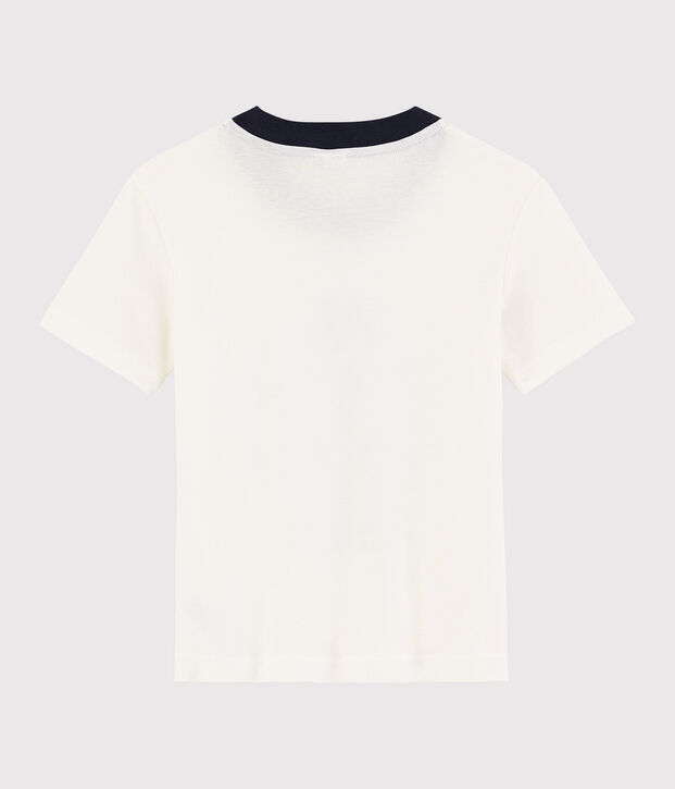 Camiseta de manga corta de algod&oacute;n de ni&ntilde;o blanco
