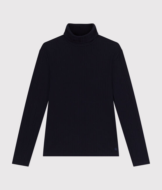 Camiseta Iconique de cuello vuelto de punto de fantasía para mujer azul SMOKING